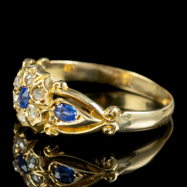 Antique Art Deco Sapphire Diamond Cluster Ring Dated 1919