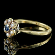 Antique Art Deco Sapphire Pearl Daisy Ring Dated 1919