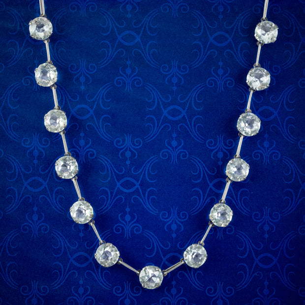 Antique Art Deco Silver Paste Riviere Necklace 