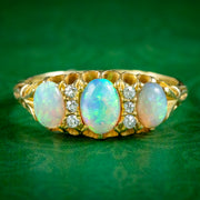 Antique Edwardian Opal Diamond Ring 1.45ct Of Opal Dated 1903
