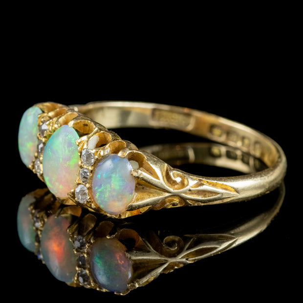 Antique Edwardian Opal Diamond Ring 1.45ct Of Opal Dated 1903