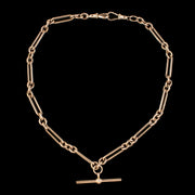Antique Edwardian 9ct Rose Gold Albert Chain Necklace