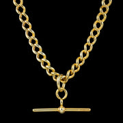 Antique Edwardian Albert Chain Sterling Silver 18ct Gold Gilt Dated 1905