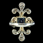 Antique French Edwardian Ring Australian Sapphire Diamond Circa 1915