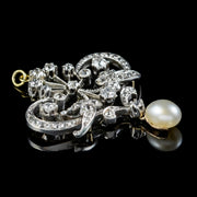 Antique Edwardian Belle Epoch Diamond Pearl Pendant Circa 1905