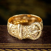 Antique Edwardian Buckle Band Ring 18ct Gold Dated 1909