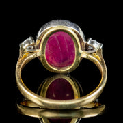 Antique Edwardian Cabochon Ruby Diamond Ring Circa 1910 back