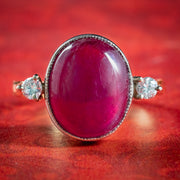 Antique Edwardian Cabochon Ruby Diamond Ring Circa 1910 Cover
