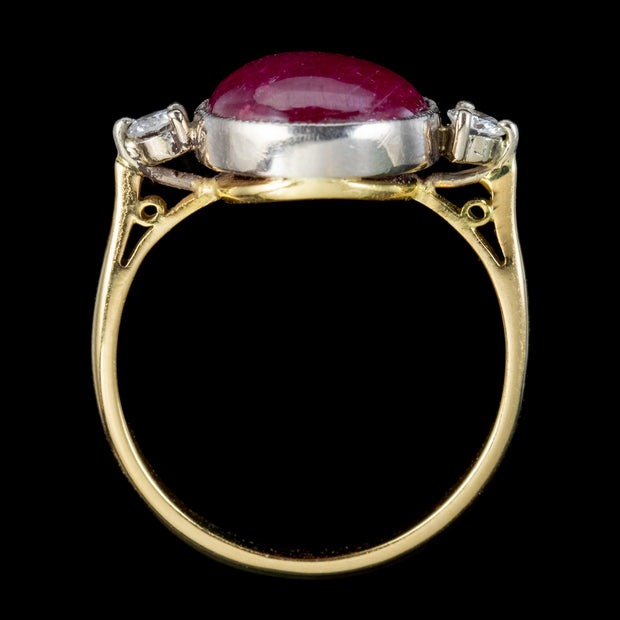 Antique Edwardian Cabochon Ruby Diamond Ring Circa 1910 top