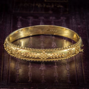 Antique Edwardian Cannetille Bangle 9ct Gold Dated 1907