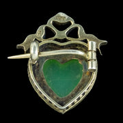 Antique Edwardian Chalcedony Pearl Heart Brooch