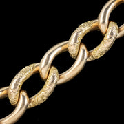 Antique Edwardian Curb Bracelet 9ct Gold With Padlock Dated 1902