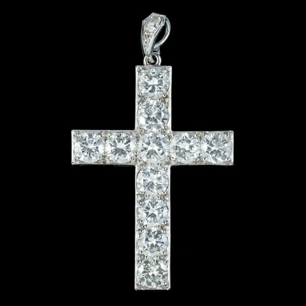 Antique Edwardian Diamond Cross Pendant Platinum Circa 1905