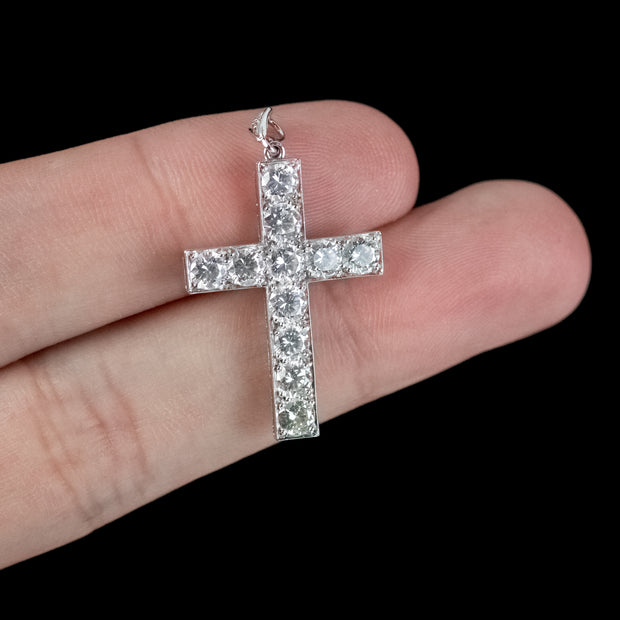 Antique Edwardian Diamond Cross Pendant Platinum Circa 1905