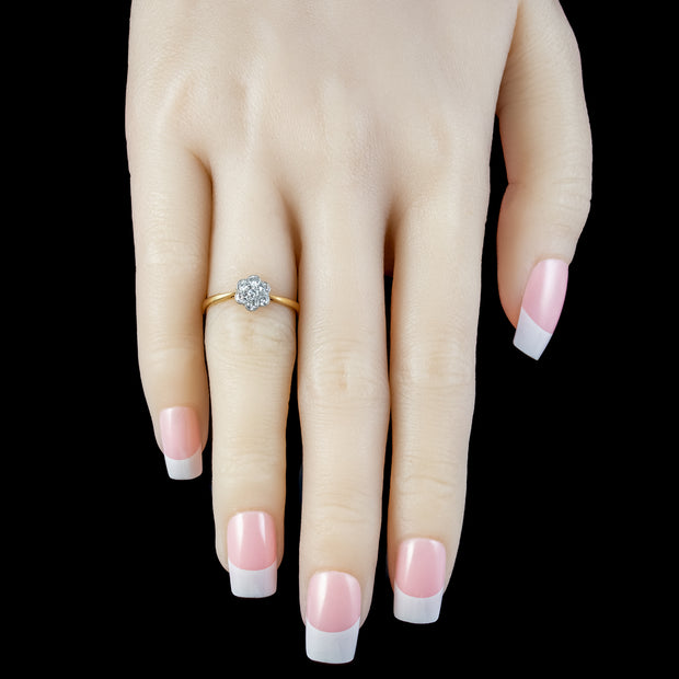 Antique Edwardian Diamond Daisy Cluster Ring 0.35ct Diamond