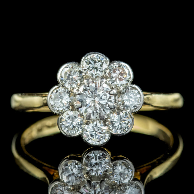 Antique Edwardian Diamond Daisy Ring 1.20ct Of Diamond Circa 1910