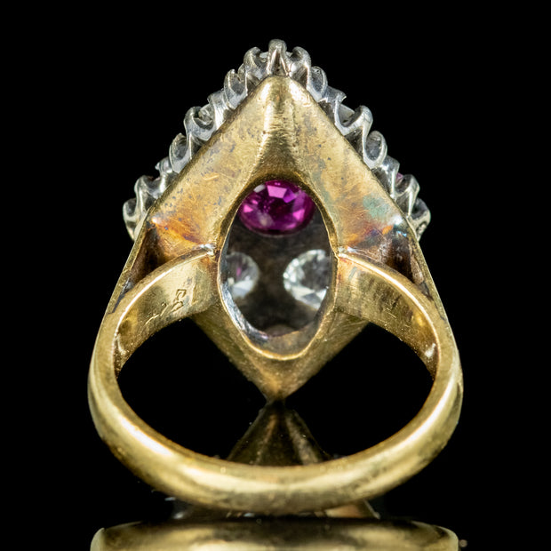 Antique Edwardian Diamond Ruby Cluster Ring 1.45ct Of Ruby Circa 1905