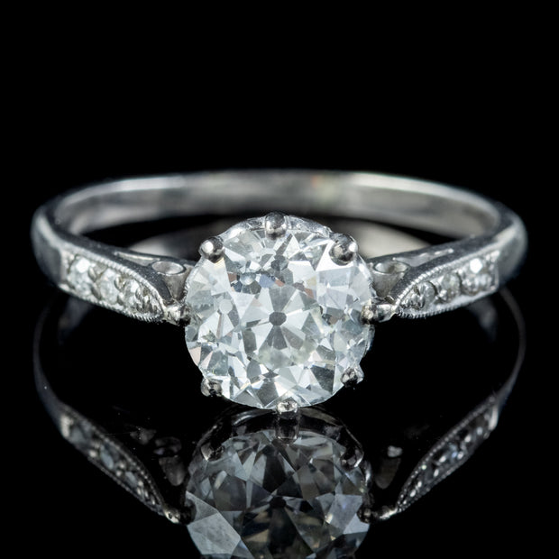 Antique Edwardian Diamond Solitaire Ring 1.46ct Diamond Circa 1910