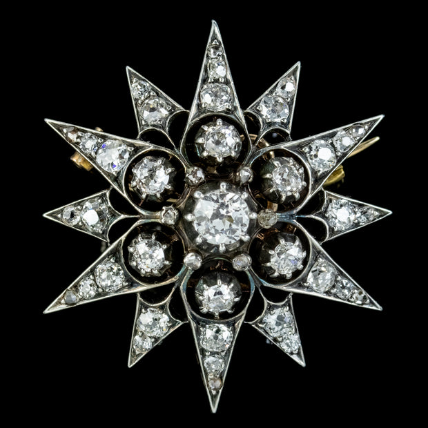 Antique Edwardian Diamond Star Brooch 3.30ct Of Diamond Circa 1910 ...