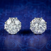 Antique Edwardian Diamond Stud Earrings 3.40ct Diamond Circa 1901 With Cert