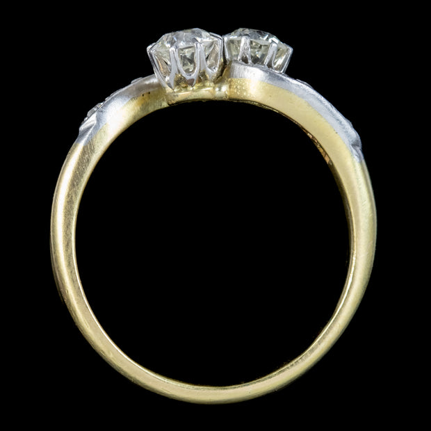 Antique Edwardian Diamond Toi Et Moi Ring 0.66ct Of Diamond 