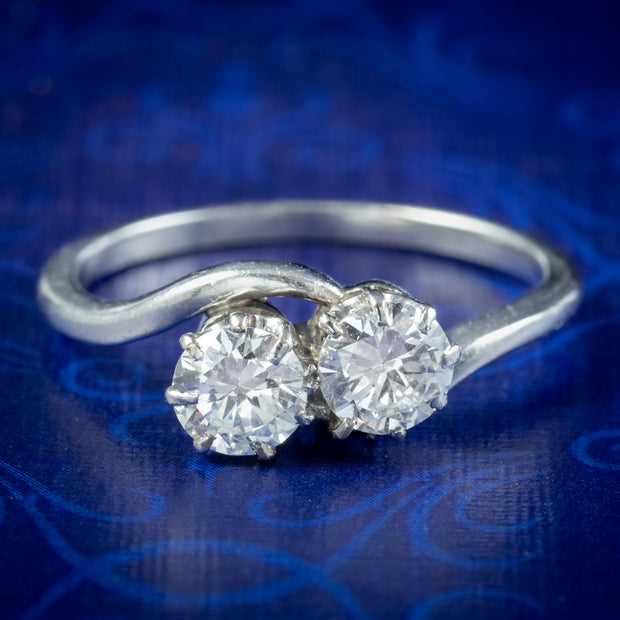 Antique Edwardian Diamond Toi Et Moi Twist Ring 1ct Of Diamond