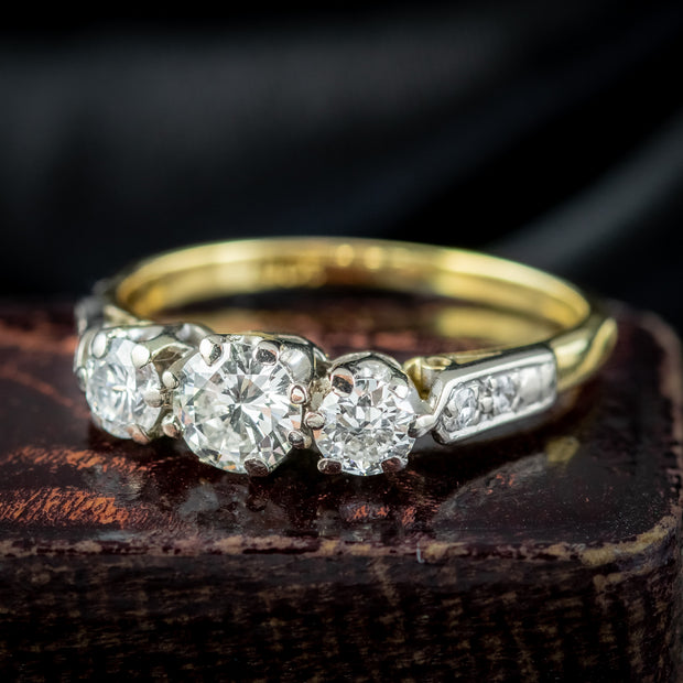 Antique Edwardian Diamond Trilogy Ring 1.1ct Total 