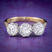 Antique Edwardian Diamond Trilogy Ring 18ct Gold Platinum 2.30ct Of Diamond Circa 1905