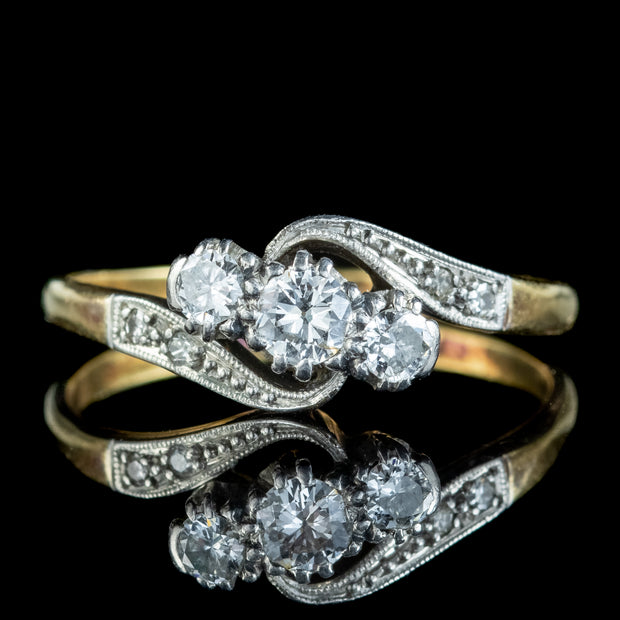 Antique Edwardian Diamond Trilogy Twist Ring 0.40ct Total