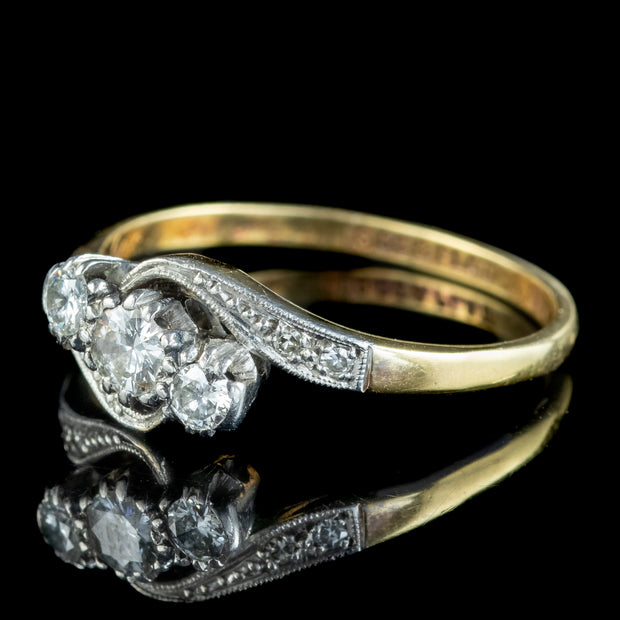 Antique Edwardian Diamond Trilogy Twist Ring 0.40ct Total