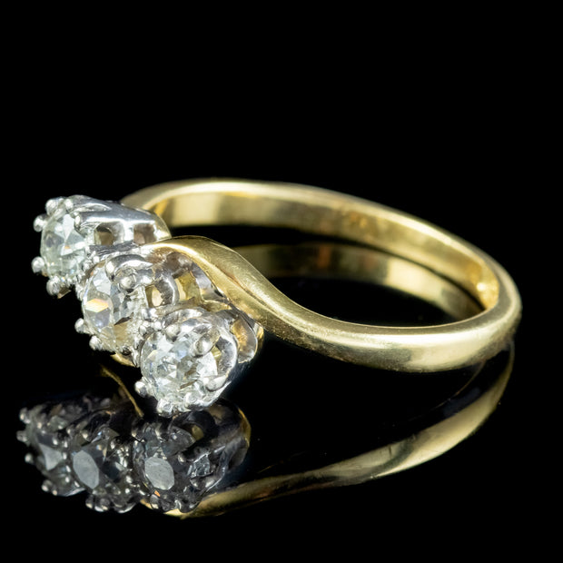 Antique Edwardian Diamond Trilogy Twist Ring 0.90ct Total