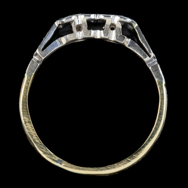Antique Edwardian Double Diamond Heart Ring 