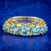 Antique Edwardian Five Stone Blue Zircon Ring 2.4ct Of Zircon