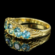 Antique Edwardian Five Stone Blue Zircon Ring 2.4ct Of Zircon