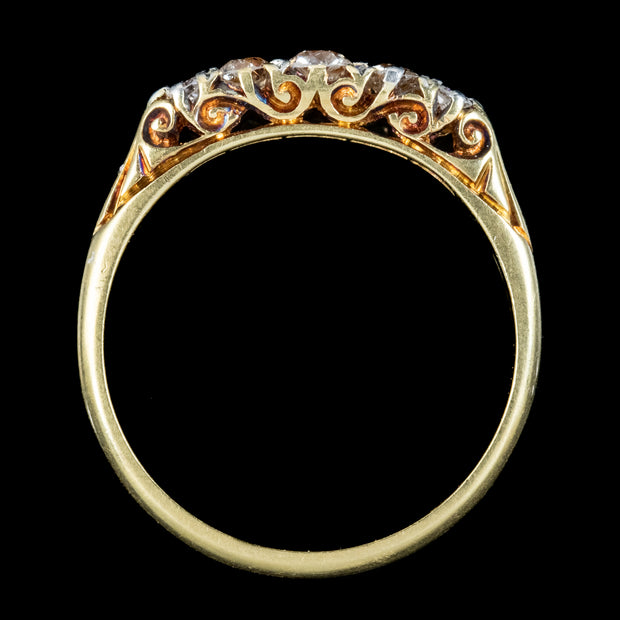 Antique Edwardian Five Stone Diamond Ring 0.45ct Of Diamond
