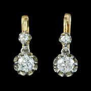 Antique Edwardian French Diamond Earrings 18ct Gold 0.62ct Total 