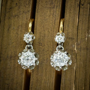 Antique Edwardian French Diamond Earrings 18ct Gold 0.62ct Total 