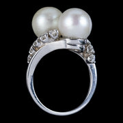 Antique Edwardian French Pearl Diamond Twist Ring Circa 1915