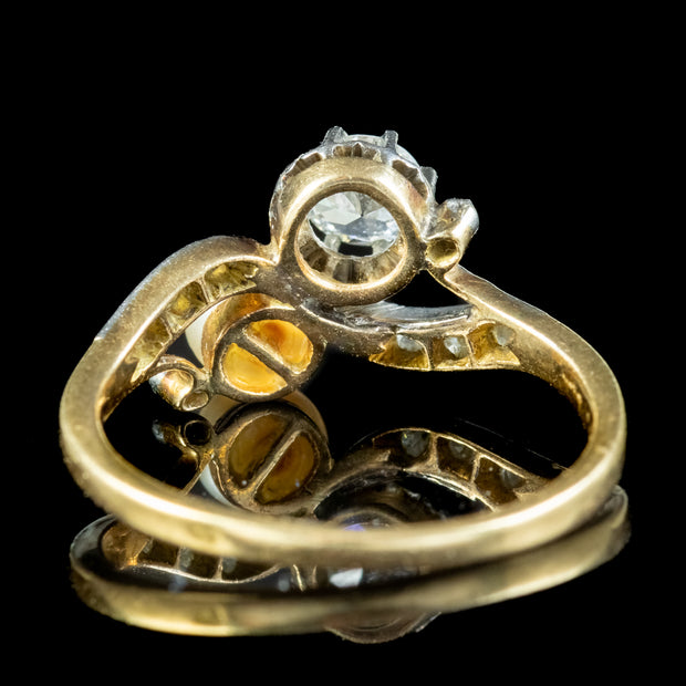 Antique Edwardian French Toi Et Moi Diamond Pearl Ring 