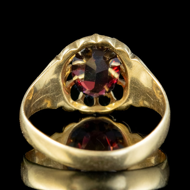 Antique Edwardian Garnet Signet Ring 3ct Garnet Dated 1915