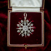 Antique Edwardian Garrard Diamond Star Pendant Brooch 3.85ct Total