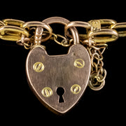Antique Edwardian Heart Padlock Bracelet 9ct Gold Circa 1910 