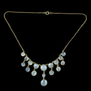 Antique Edwardian Moonstone Garland Necklace Silver Gold Gilt