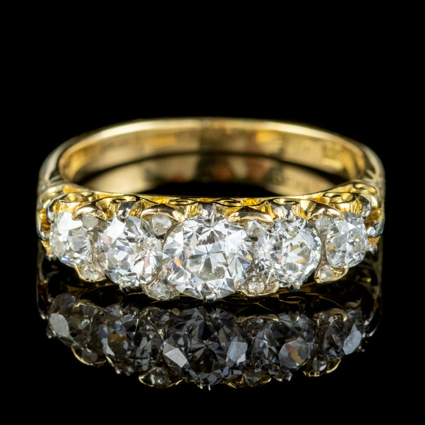 Antique Edwardian Old Cut Diamond Ring 18ct Gold Platinum 2ct Of Diamond Circa 1901