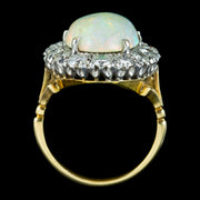 Antique Edwardian Opal Diamond Cluster Ring 10ct Opal