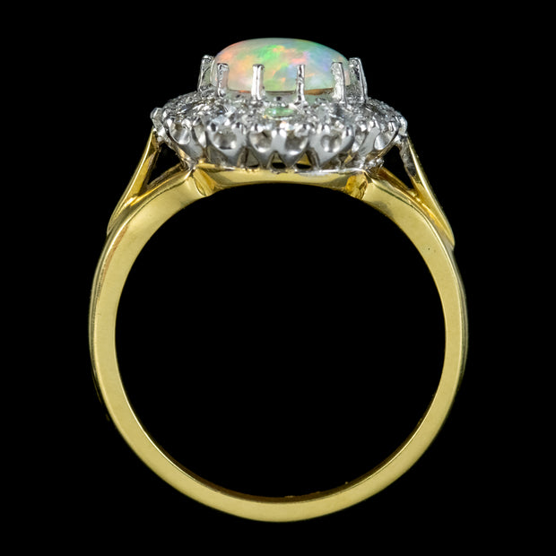 Antique Edwardian Opal Diamond Cluster Ring 2.25ct Opal Circa 1910