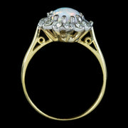 Antique Edwardian Opal Diamond Cluster Ring 2ct Opal