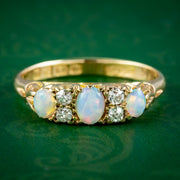 Antique Edwardian Opal Diamond Ring Dated 1901