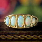 Antique Edwardian Opal Five Stone Ring 2.1ct Total Dated 1918