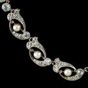 Antique Edwardian Paste Pearl Riviere Necklace Silver Circa 1905 close